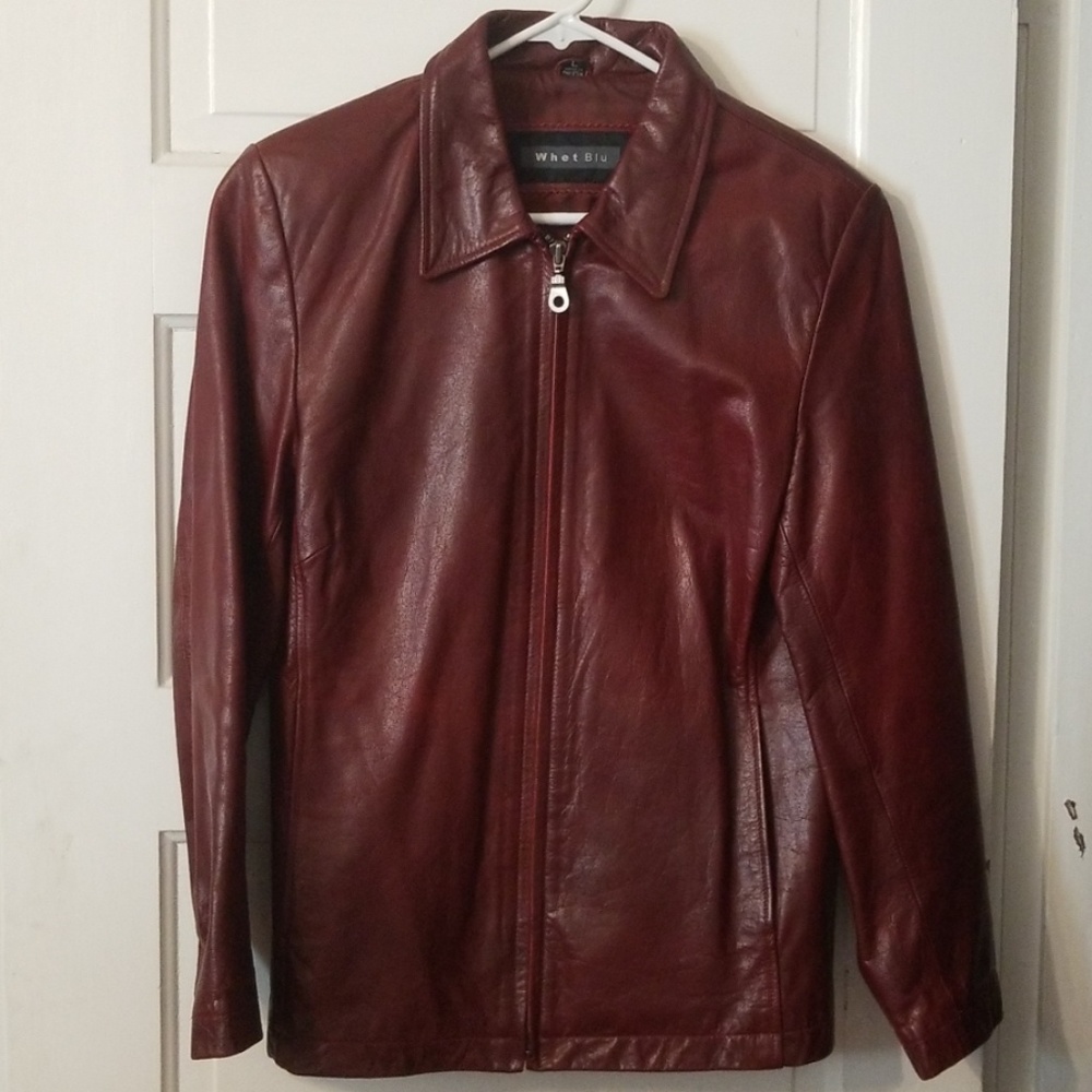 Red Whet Blu 100 % Leather Jacket